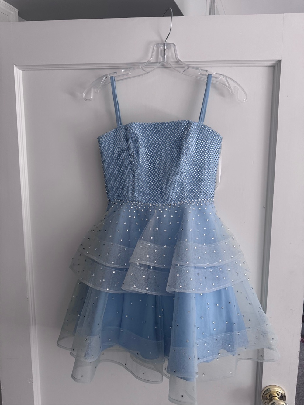 Jovani Light Blue Embellished Tulle Party Dress for Girls